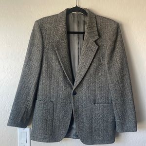 YVES SAINT LAURENT YSL Jimmy Au’s VINTAGE Grey Herringbone Tweed Blazer Size 10